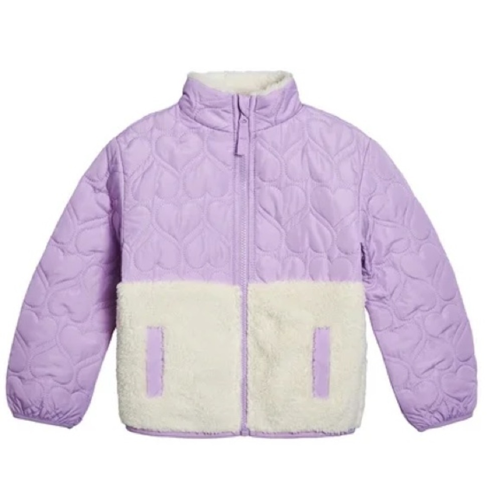 Wonder Nation • NWT Purple Quilted Hearts and Plush Coat - Picture 2 of 7